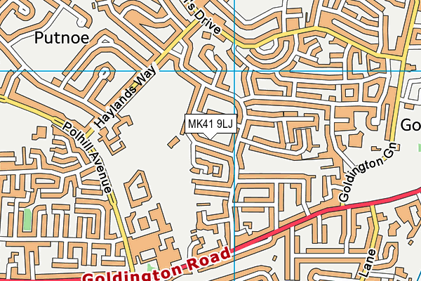 MK41 9LJ map - OS VectorMap District (Ordnance Survey)