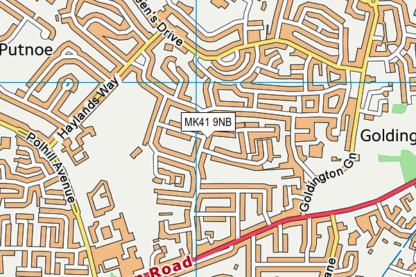 MK41 9NB map - OS VectorMap District (Ordnance Survey)