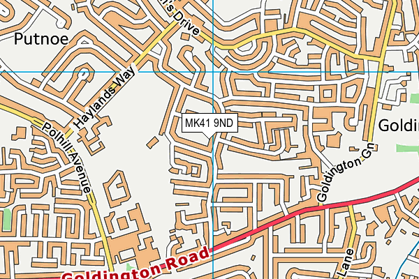 MK41 9ND map - OS VectorMap District (Ordnance Survey)