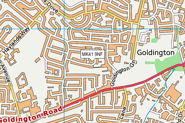 MK41 9NF map - OS VectorMap District (Ordnance Survey)