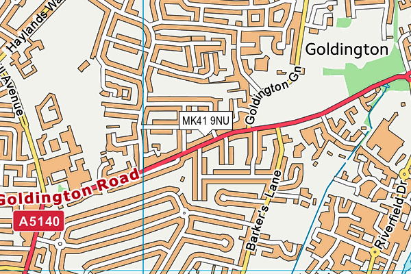 MK41 9NU map - OS VectorMap District (Ordnance Survey)