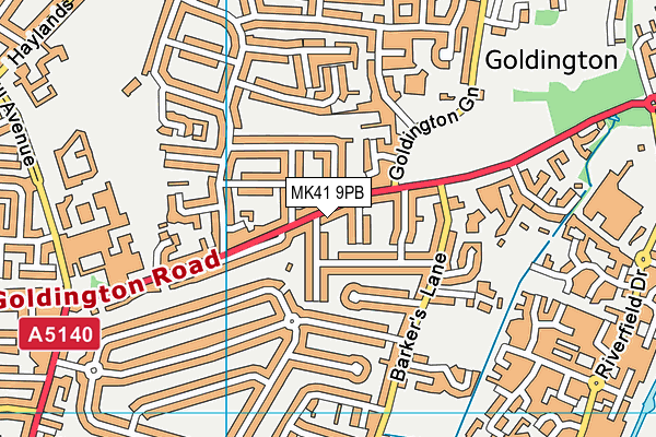 MK41 9PB map - OS VectorMap District (Ordnance Survey)