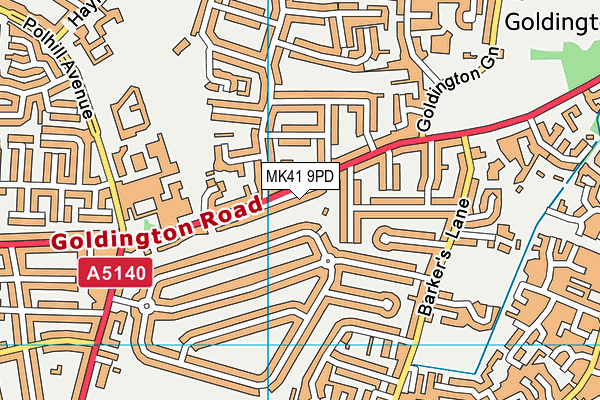 MK41 9PD map - OS VectorMap District (Ordnance Survey)