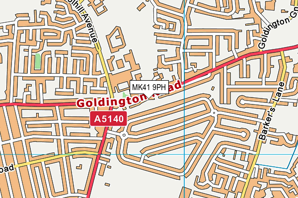 MK41 9PH map - OS VectorMap District (Ordnance Survey)