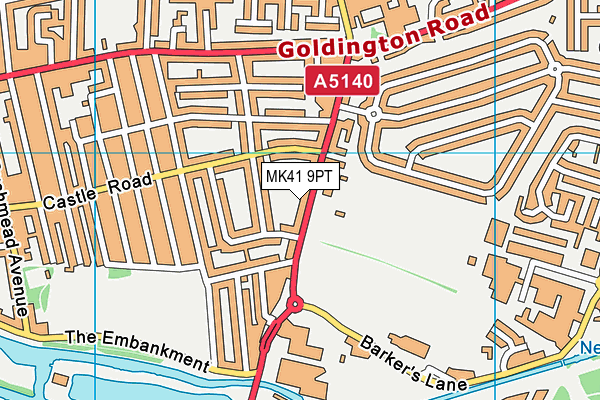 MK41 9PT map - OS VectorMap District (Ordnance Survey)