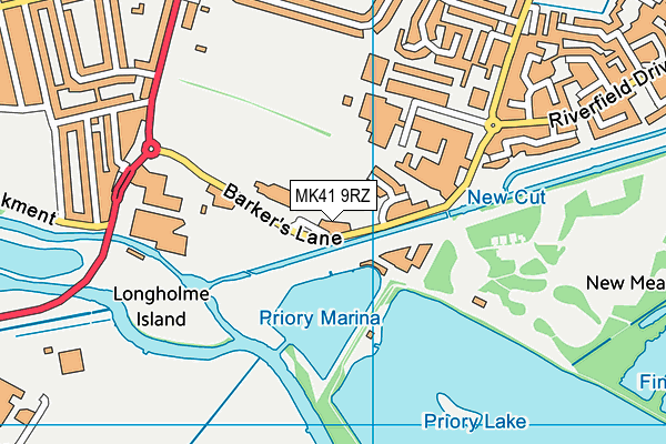 MK41 9RZ map - OS VectorMap District (Ordnance Survey)