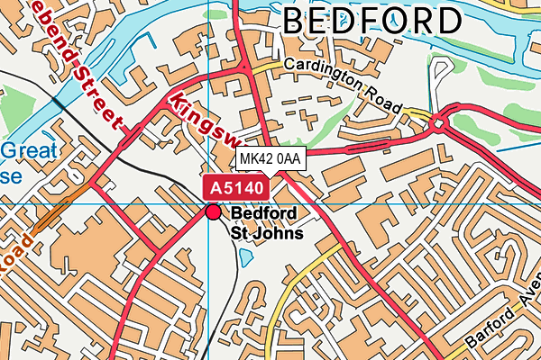 MK42 0AA map - OS VectorMap District (Ordnance Survey)