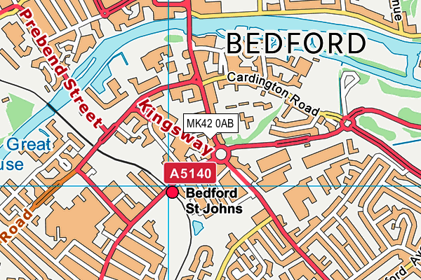 MK42 0AB map - OS VectorMap District (Ordnance Survey)