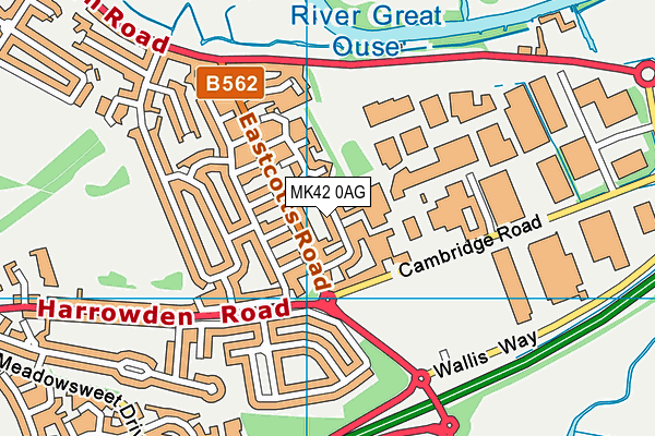 MK42 0AG map - OS VectorMap District (Ordnance Survey)