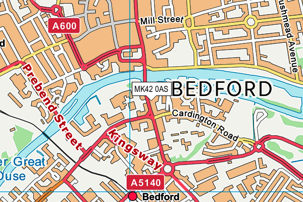 MK42 0AS map - OS VectorMap District (Ordnance Survey)