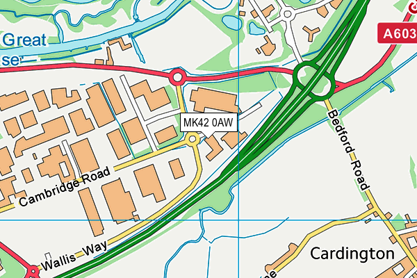 MK42 0AW map - OS VectorMap District (Ordnance Survey)