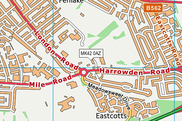 MK42 0AZ map - OS VectorMap District (Ordnance Survey)