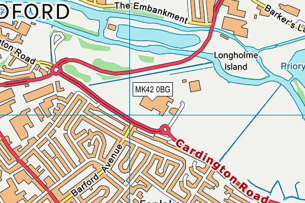 MK42 0BG map - OS VectorMap District (Ordnance Survey)