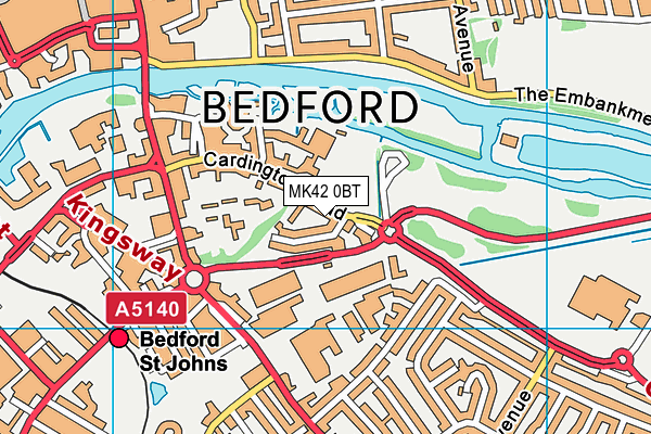 MK42 0BT map - OS VectorMap District (Ordnance Survey)