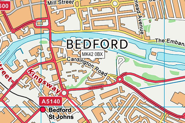 Bedford Girls School map (MK42 0BX) - OS VectorMap District (Ordnance Survey)
