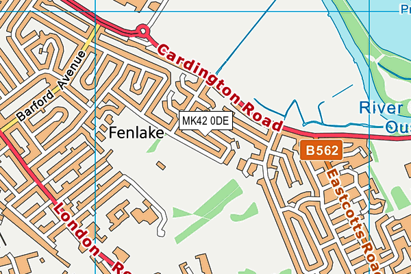 MK42 0DE map - OS VectorMap District (Ordnance Survey)