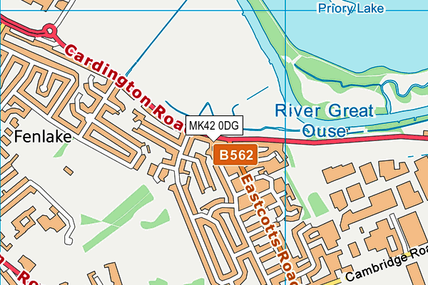 MK42 0DG map - OS VectorMap District (Ordnance Survey)