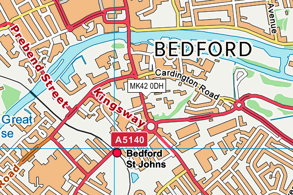 MK42 0DH map - OS VectorMap District (Ordnance Survey)