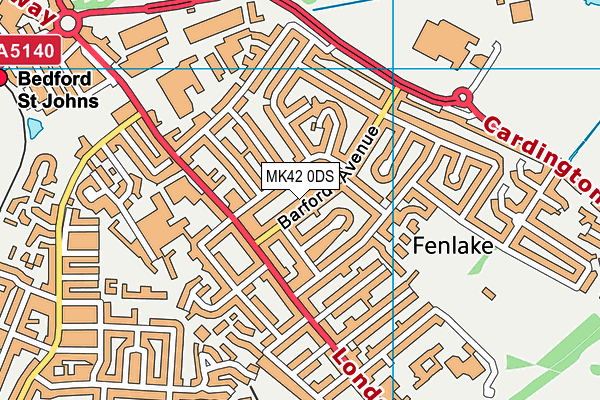 MK42 0DS map - OS VectorMap District (Ordnance Survey)