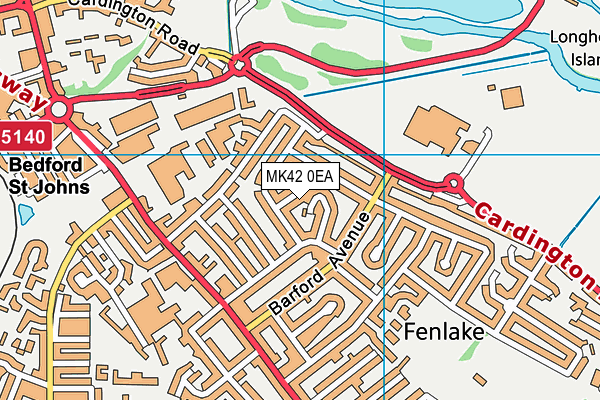 MK42 0EA map - OS VectorMap District (Ordnance Survey)