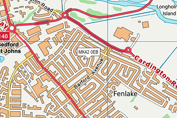 MK42 0EB map - OS VectorMap District (Ordnance Survey)