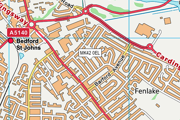 MK42 0EL map - OS VectorMap District (Ordnance Survey)