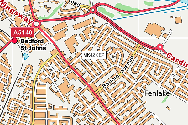 MK42 0EP map - OS VectorMap District (Ordnance Survey)