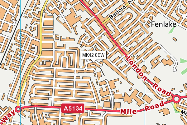 MK42 0EW map - OS VectorMap District (Ordnance Survey)