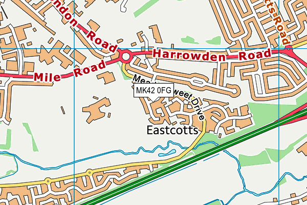 MK42 0FG map - OS VectorMap District (Ordnance Survey)