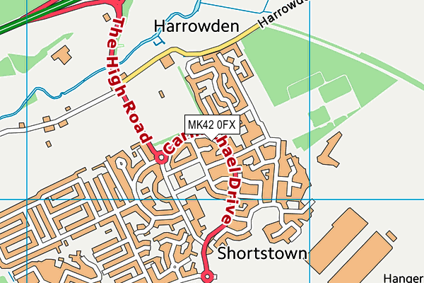 MK42 0FX map - OS VectorMap District (Ordnance Survey)