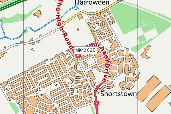 MK42 0GE map - OS VectorMap District (Ordnance Survey)