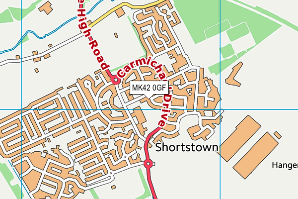 MK42 0GF map - OS VectorMap District (Ordnance Survey)