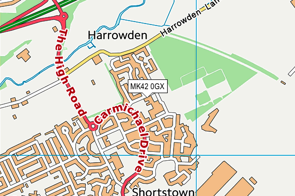 MK42 0GX map - OS VectorMap District (Ordnance Survey)