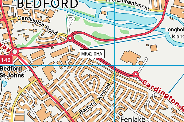 MK42 0HA map - OS VectorMap District (Ordnance Survey)