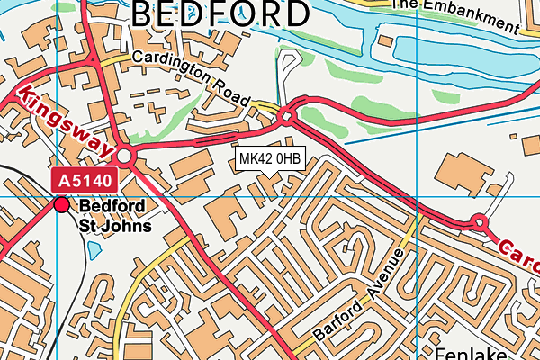 MK42 0HB map - OS VectorMap District (Ordnance Survey)