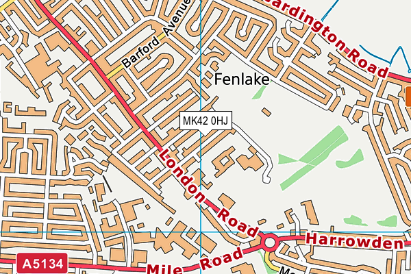 MK42 0HJ map - OS VectorMap District (Ordnance Survey)