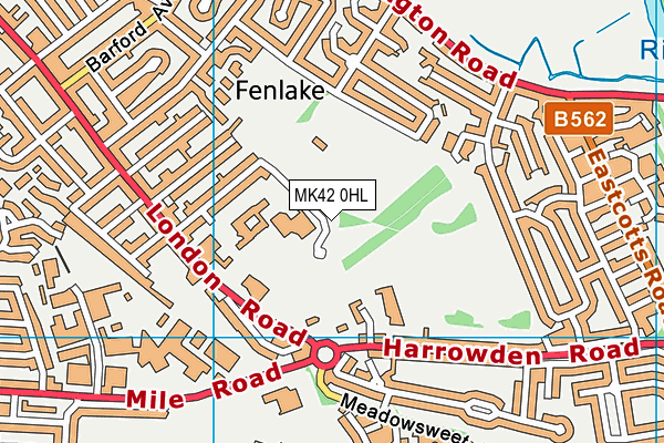 Bedford Jubilee Park map (MK42 0HL) - OS VectorMap District (Ordnance Survey)