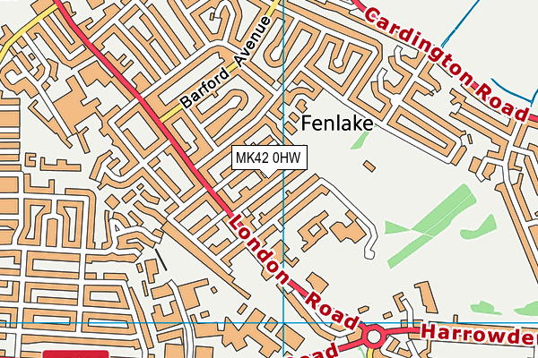 MK42 0HW map - OS VectorMap District (Ordnance Survey)