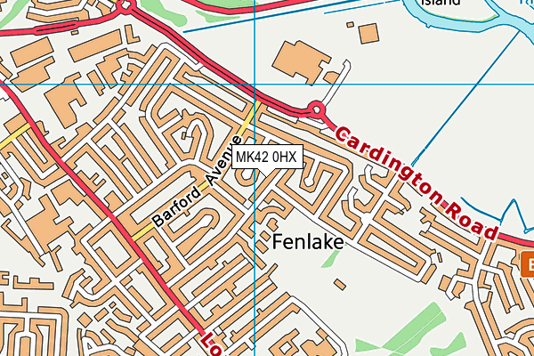 MK42 0HX map - OS VectorMap District (Ordnance Survey)