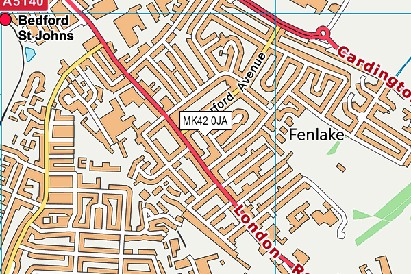MK42 0JA map - OS VectorMap District (Ordnance Survey)