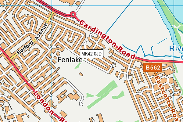 MK42 0JD map - OS VectorMap District (Ordnance Survey)