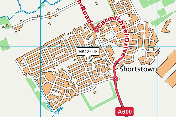 MK42 0JS map - OS VectorMap District (Ordnance Survey)