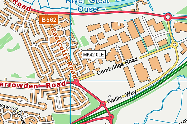 MK42 0LE map - OS VectorMap District (Ordnance Survey)