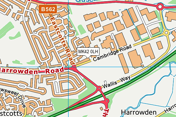 MK42 0LH map - OS VectorMap District (Ordnance Survey)