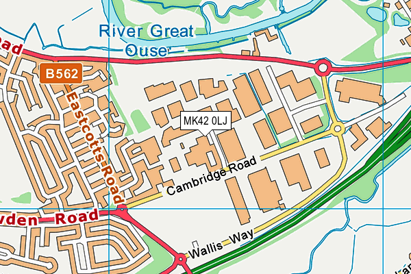 MK42 0LJ map - OS VectorMap District (Ordnance Survey)