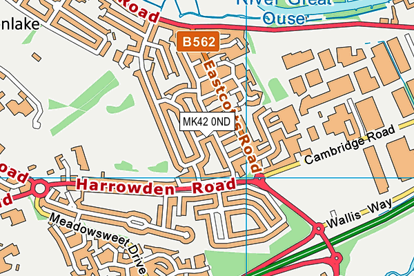 MK42 0ND map - OS VectorMap District (Ordnance Survey)