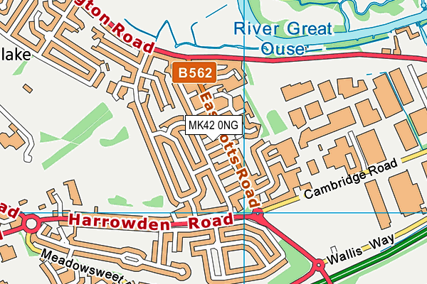 MK42 0NG map - OS VectorMap District (Ordnance Survey)