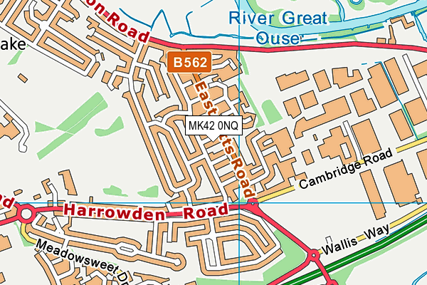 MK42 0NQ map - OS VectorMap District (Ordnance Survey)