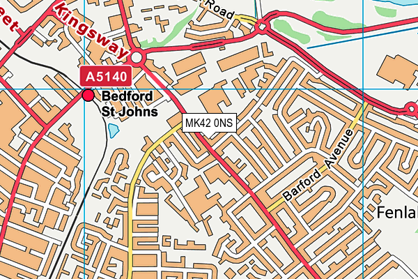 MK42 0NS map - OS VectorMap District (Ordnance Survey)