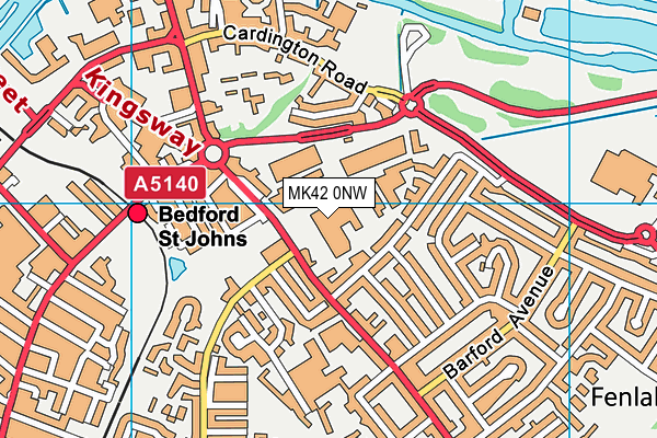 MK42 0NW map - OS VectorMap District (Ordnance Survey)